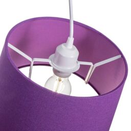 Happy Homewares Traditional Linen Fabric Drum Shade for Pendant & Lampshade in Purple - Size: 12 inches - thumbnail 3