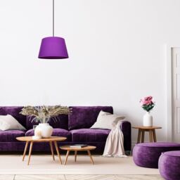 Happy Homewares Traditional Linen Fabric Drum Shade for Pendant & Lampshade in Purple - Size: 12 inches - thumbnail 6
