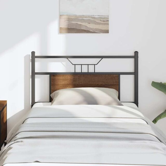 Berkfield Home Headboard Brown Oak 80 cm Engineered Wood & Steel - image 1