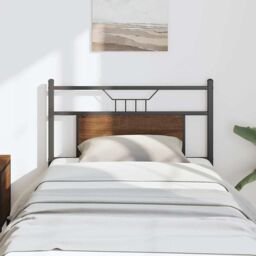 Berkfield Home Headboard Brown Oak 80 cm Engineered Wood & Steel - thumbnail 1
