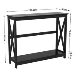 Kelvenix Black 2-Tiers Slim Console Table X-Shape Side Table - Size: 0.6m2 - thumbnail 2