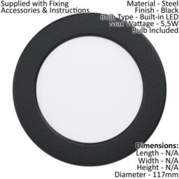 Loops 2 PACK Wall / Ceiling Flush Downlight Black Round Spotlight 5.5W Built in LED - thumbnail 2