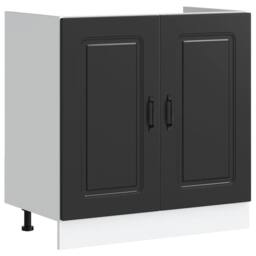 Berkfield Home Sink Base Cabinet Kalmar Black 80x46x81.5 cm Engineered Wood - thumbnail 3