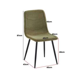 FWStyle 5 Piece Grey Marble Effect Stone Dining Table & Green Chairs Set - thumbnail 4