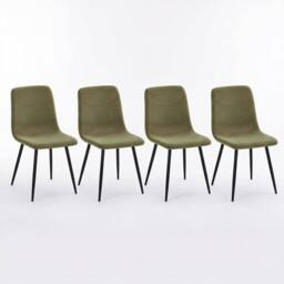 FWStyle 5 Piece Grey Marble Effect Stone Dining Table & Green Chairs Set - thumbnail 2