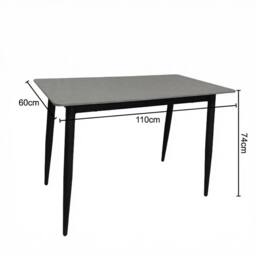 FWStyle 5 Piece Grey Marble Effect Stone Dining Table & Green Chairs Set - thumbnail 5
