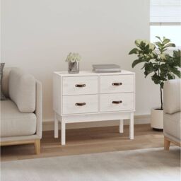 Berkfield Home Console Cabinet White 90x40x78 cm Solid Wood Pine - Size: 90 x 40 x 78 cm