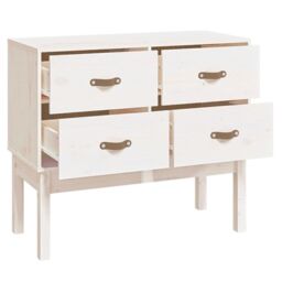 Berkfield Home Console Cabinet White 90x40x78 cm Solid Wood Pine - Size: 90 x 40 x 78 cm - thumbnail 4