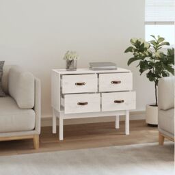 Berkfield Home Console Cabinet White 90x40x78 cm Solid Wood Pine - Size: 90 x 40 x 78 cm - thumbnail 6