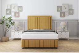 "Sloomy Pemberton Plush Divan Set 2 Drawers-26"" Headboard-Footboard in Mustard - Size: Super King" - thumbnail 2