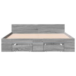 Berkfield Home Bed Frame with Drawers without Mattress Grey Sonoma 140x200 cm - thumbnail 4