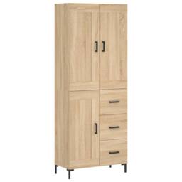 Berkfield Home Highboard Sonoma Oak 69.5x34x180 cm Engineered Wood in Light Tan - thumbnail 1