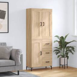 Berkfield Home Highboard Sonoma Oak 69.5x34x180 cm Engineered Wood in Light Tan - thumbnail 2