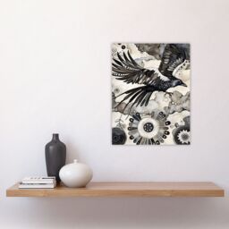 "Artery8 Flying Black Raven Painting Magic Mandala Dark Wall Art Print - Size: W24"" x H32""" - thumbnail 4