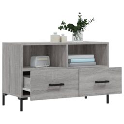 Berkfield Home TV Cabinet Grey Sonoma 80x36x50 cm Engineered Wood - Size: 80 x 36 x 50 cm - thumbnail 4