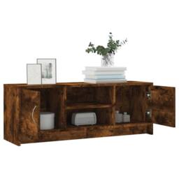 Berkfield Home TV Cabinet Smoked Oak 102x30x37.5 cm Engineered Wood in Brown - thumbnail 4