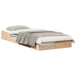 Berkfield Home Floor Bed Frame Brown 100 x 220 cm Solid pine wood in Beige - thumbnail 3