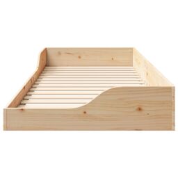 Berkfield Home Floor Bed Frame Brown 100 x 220 cm Solid pine wood in Beige - thumbnail 6