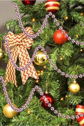 Neel Blue 9M Metallic Christmas Bead Chain - 7.5mm Shiny Pearl Garland in Silver - thumbnail 6