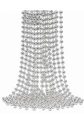 Neel Blue 9M Metallic Christmas Bead Chain - 7.5mm Shiny Pearl Garland in Silver - thumbnail 1