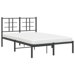 Berkfield Home Metal Bed Frame without Mattress with Headboard Black 120x200cm - Size: Small Double - thumbnail 4