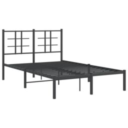 Berkfield Home Metal Bed Frame without Mattress with Headboard Black 120x200cm - Size: Small Double - thumbnail 3