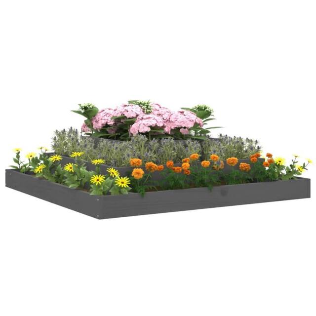 Berkfield Home Planter Grey 110x110x27 cm Solid Wood Pine - Size: 110 x 110 x 27 cm - image 1