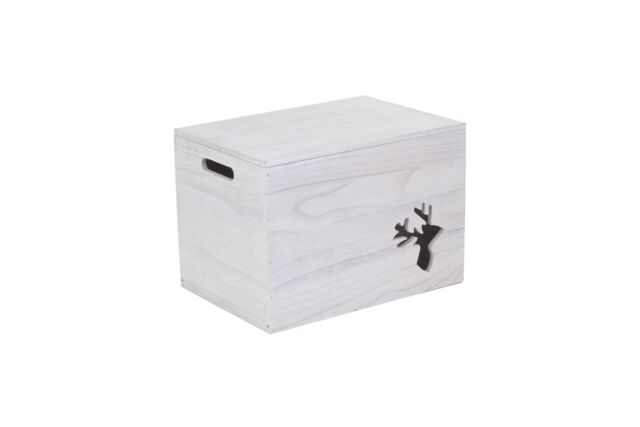 Red Hamper Wooden Christmas Reindeer Storage Box in Grey - image 1