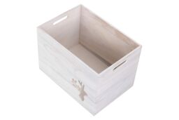 Red Hamper Wooden Christmas Reindeer Storage Box in Grey - thumbnail 4