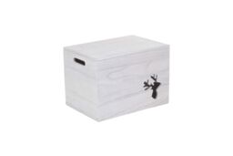 Red Hamper Wooden Christmas Reindeer Storage Box in Grey