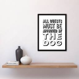 Artery8 All Guests Must Be Approved By The Dog Funny Framed Wall Art Print in White - Size: A4 - thumbnail 4