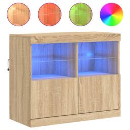 Berkfield Home Sideboard with LED Lights Sonoma Oak 81x37x67 cm in Brown - Size: 81 x 37 x 67 cm - thumbnail 1