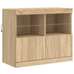 Berkfield Home Sideboard with LED Lights Sonoma Oak 81x37x67 cm in Brown - Size: 81 x 37 x 67 cm - thumbnail 3