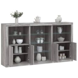 Berkfield Home Sideboard with LED Lights Grey Sonoma 181.5x37x100 cm - thumbnail 1