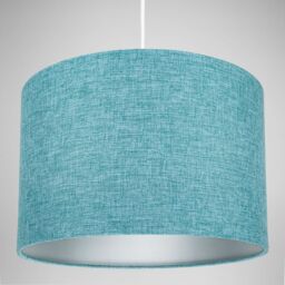 Happy Homewares Contemporary & Sleek Linen Fabric Lampshade in Teal - Size: 12 inches - thumbnail 4