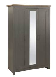 Birlea Highgate 3 Door Wardrobe With Mirror in Dark Grey - Size: Large - thumbnail 4