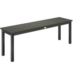 OUTSUNNY Metal Garden Bench Loveseat with Wood-Effect Slatted Seat, Grey - Size: 2 Seater - thumbnail 2