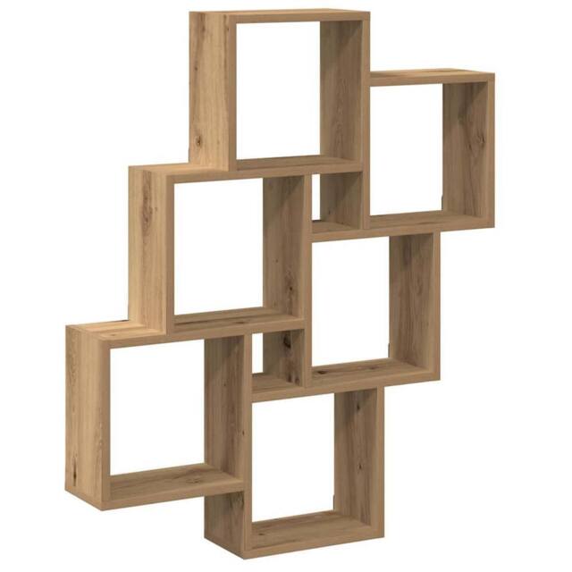 Berkfield Home Wall Cube Shelf Artisan Oak 78x15x93 cm Engineered Wood in Brown - Size: 78 x 15 x 93 cm - image 1