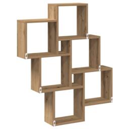 Berkfield Home Wall Cube Shelf Artisan Oak 78x15x93 cm Engineered Wood in Brown - Size: 78 x 15 x 93 cm - thumbnail 6