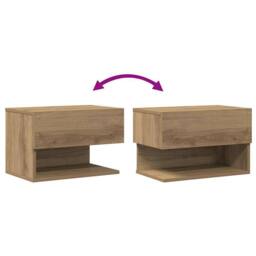 Berkfield Home Durable Wall-mounted Bedside Cabinet Artisian Oak in Brown - thumbnail 9