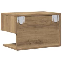 Berkfield Home Durable Wall-mounted Bedside Cabinet Artisian Oak in Brown - thumbnail 8