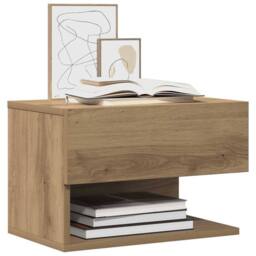 Berkfield Home Durable Wall-mounted Bedside Cabinet Artisian Oak in Brown - thumbnail 4