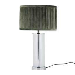 First Choice Lighting Aura - Chrome Table Lamp with Green Pleated Velvet Shade in Silver