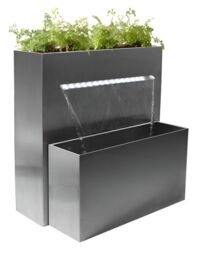 Primrose Planter Waterfall Water Feature Stainless Steel Lights Garden Cascade in Metallic Silver - thumbnail 4