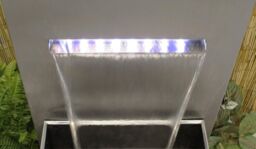 Primrose Planter Waterfall Water Feature Stainless Steel Lights Garden Cascade in Metallic Silver - thumbnail 5