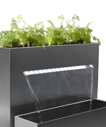 Primrose Planter Waterfall Water Feature Stainless Steel Lights Garden Cascade in Metallic Silver - thumbnail 3