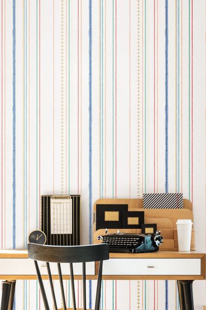 Hoopla Walls Textured Stripe 10m Matt Wallpaper in Blue - image 1