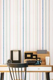 Hoopla Walls Textured Stripe 10m Matt Wallpaper in Blue - thumbnail 1