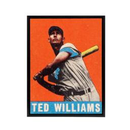 "Artery8 Leaf Baseball Card Portrait Ted Williams Framed Canvas Wall Art Print in Orange - Size: W12"" x H16""" - thumbnail 1