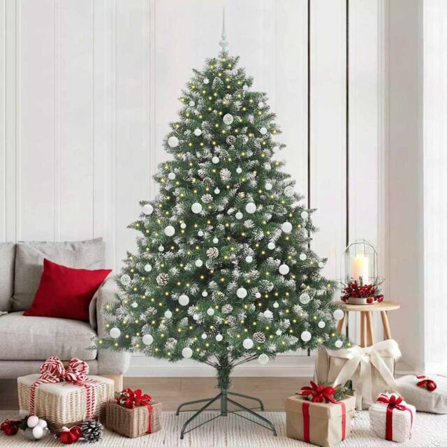Berkfield Home Artificial Christmas Tree with Stand Green 140 x 140 x 210 cm - image 1